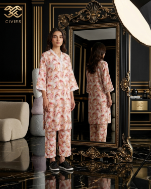 Two piece set- cotton-blush flora