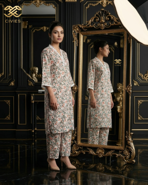 Two Piece Set Cotton Ornate Floral