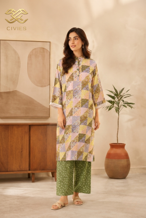 Two Piece Set Cotton Olive Green