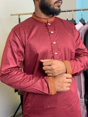 Premium Maroon Rolex Cotton Punjabi